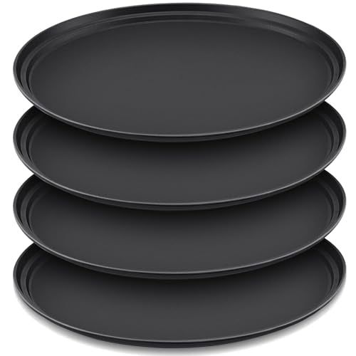 FillTouch 4 Pcs Restaurant Serving Trays Oval, 24 x 29 Inch, Black