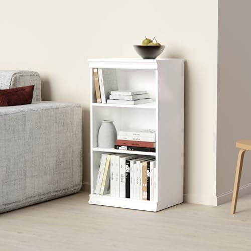 White Modular Closet Storage Shelf Unit with 3 Shelves - Stackable & Adjustable
