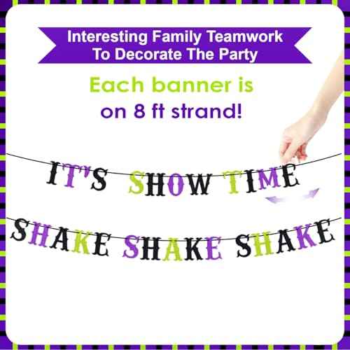 Beetle Birthday & Party Banner Decorations, Glitter IT'S SHOW TIME SHAKE SHAKE Halloween Christmas Beetle Themed Party Supplies, Xmas Birthday Party Baby Shower New Year Holiday Decor