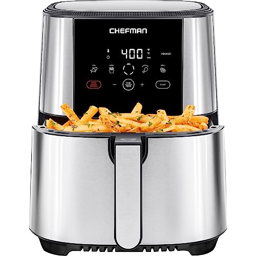 Chefman TurboFry Touch 5-Quart Stainless Steel Air Fryer, Family Size, Digital Presets