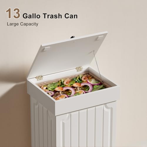Povrgive White Dog Proof Kitchen Trash Can - 13 Gallon, Pet-Resistant, Modern Design
