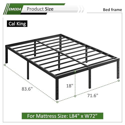 California King Bed Frame 18 Inch Tall with Large Storage Space - EMODA Variation