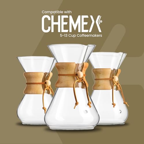 Chemex Natural Square Coffee Filter 100 Count Pack of 2 - Pure & Thick, USA Made