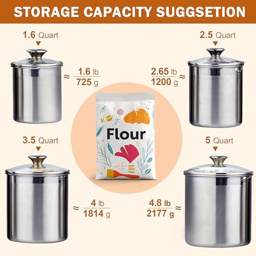 Cooks Standard 4-Piece Large Stainless Steel Canister Set for Pantry & Kitchen Storage