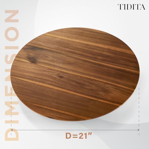 21 Inch Acacia Wood Lazy Susan Turntable for Tabletop & Charcuterie Board - Swivel Serving Tray