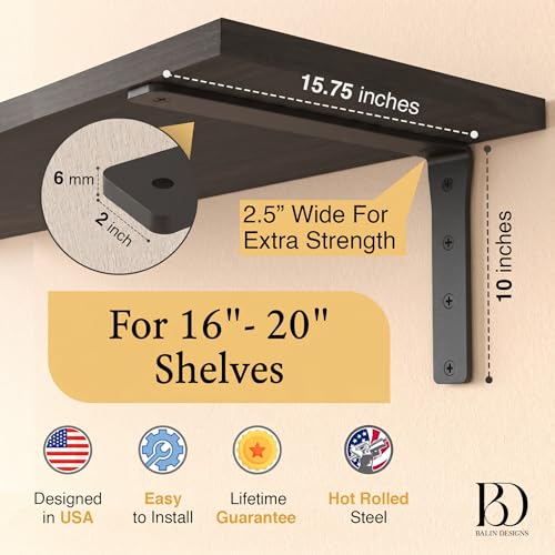 4 Pack Heavy Duty Shelf Brackets 16 Inch by Balin Designs –