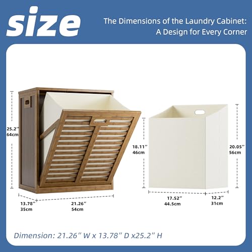 Bamboo Tilt Out Laundry Hamper Cabinet with Removable Basket - Walnut