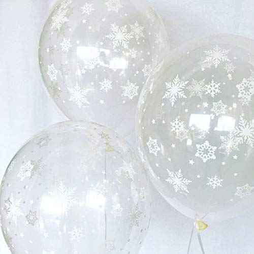 100PCS Christmas Snowflake Latex Balloons - Winter Wonderland/Xmas/Holiday Birthday Wedding Baby Shower Party Decorations Supplies Favors Clear Snowflakes Decor
