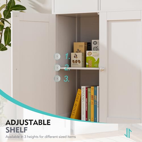 Vongrasig White Bathroom Storage Cabinet - 42.5" Freestanding Tall Floor Cabinet