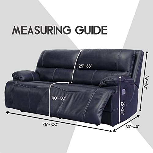 ULTICOR Dark Grey Extra Wide 75-100" 2-Seater Reclining Velvet Sofa Slipcover, 6-Piece, Washable
