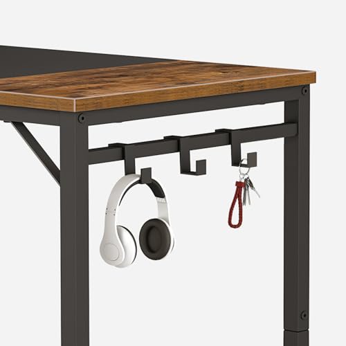 HOOBRO Rustic Brown & Black 31.5 Inch Computer Desk with Power Outlet & USB Ports - Small Home Office Table, Study or Gaming Desk, Easy Assembly BF40UDN01