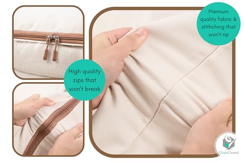 Comforter Storage Bags 2 Pack - Foldable Canvas Organizer for Pillows & Blankets