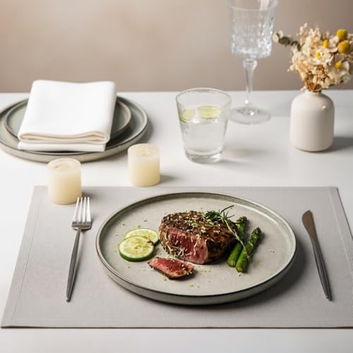 Reactive Glaze Stoneware Dinnerware Set for 4 - 12 Pieces, Plates & Bowls