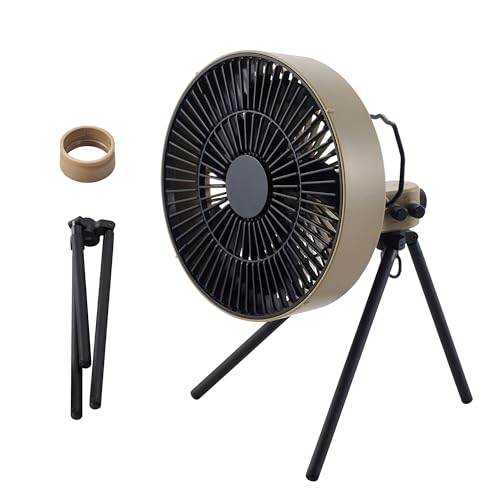 Elecom NESTOUT Outdoor Camping Fan with Tripod, 4 Speeds & Breeze Mode - Model FAN-NEST-GF1BE
