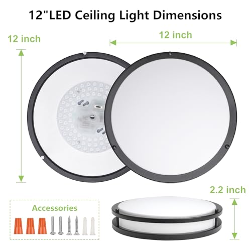 2 Pack Dimmable LED Ceiling Lights 36W 3000K-6000K Modern Flush Mount Fixture