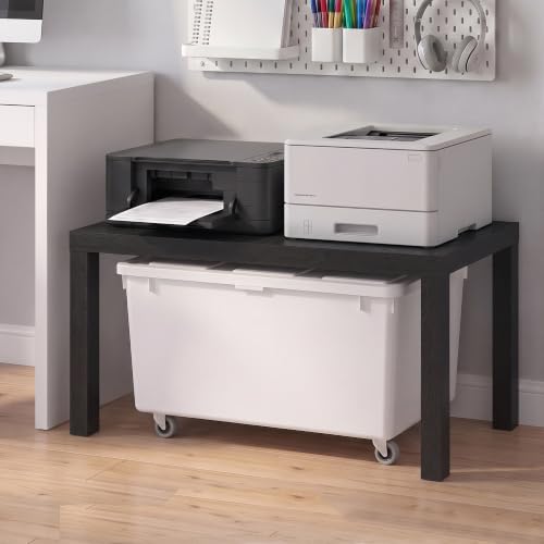 Furinno CLASSIC Black Rectangle Coffee & Printer Table, Modern Home Office Stand