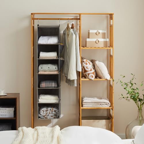 YOUDENOVA Hanging Closet Organizer 6-Shelf Storage Grey - 2 Pack