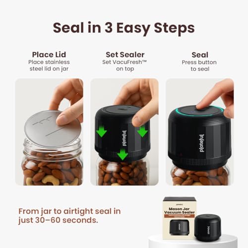 VacuFresh Cordless Vacuum Sealer for Mason Jars - 10 Lids Included, Variation 10