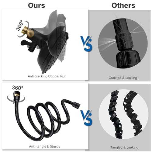 2-in-1 Shower Head with Handheld Combo - High Pressure Black, 2.5 GPM