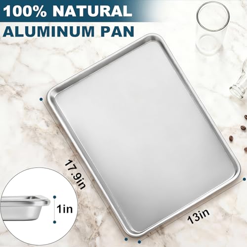 6 Pack Half Size Baking Sheet Pan Set, Aluminum Commercial Quality