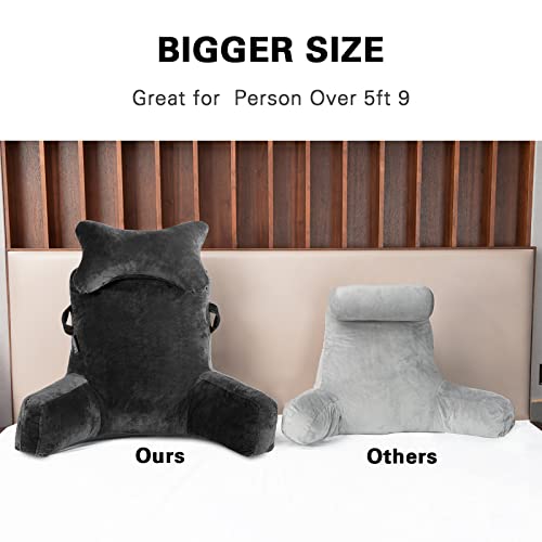 SLIGUY Extra Large Black Reading Pillow 31" Bed Rest with Detachable Neck Roll