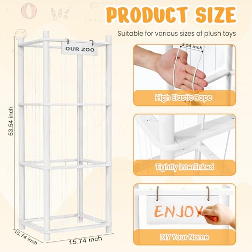 Woodure Wooden Stuffed Animal Storage & Organizer - White Toy Zoo for Toddler Rooms