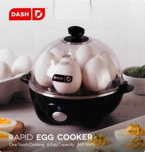 Dash Rapid Egg Cooker | Boiler, Poacher & Steamer - Holds 7 Eggs - Dishwasher Safe & Includes Recipe Guide - Black