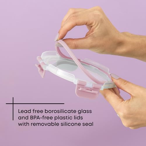 Pink 24-Piece Borosilicate Glass Food Storage Containers Set with Lids