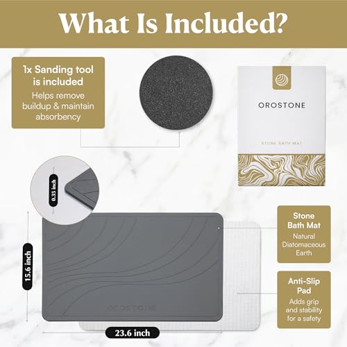 Diatomaceous Earth Bath Mat - Quick Dry & Non-Slip Bathroom Floor Rug