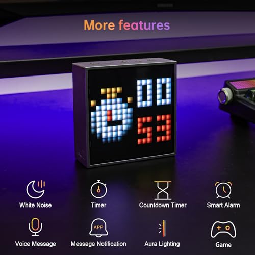 Small Pixel Art Bluetooth Speaker with LED Display - Portable Alarm Clock & Gaming Decor
