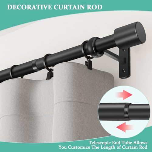 Adjustable Extra Long Curtain Rod 32-240 Inches Black Heavy Duty Metal Rod for Indoor Outdoor Room Divider