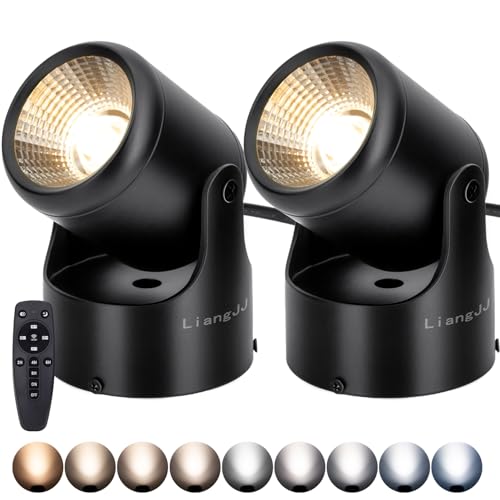 Black 2 Pack Dimmable Color Temperature LED Uplights - Indoor Adjustable Spotlights