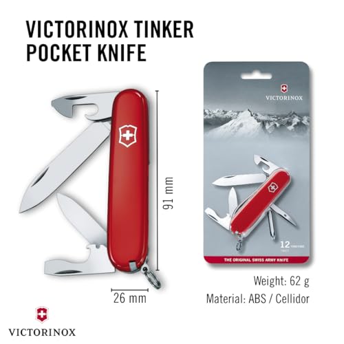 Victorinox Tinker Swiss Army Knife Multipurpose Pocketknife - 12 Functions, Red