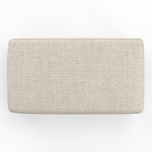 SIMPLIHOME Milltown 27" Platinum Tweed Ottoman Bench - Small, Modern Fabric Footstool