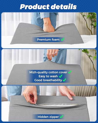Fanwer Grey 3-in-1 Bed Wedge Pillow Set for Side Sleeping & Body Support, 19.69"
