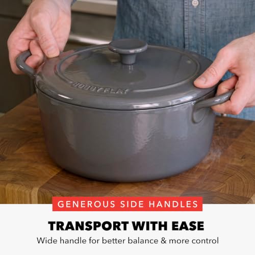 GreenPan x Bobby Flay 5.5QT Enameled Cast Iron Dutch Oven Slate Gray - Versatile Cookware with Removable Knob