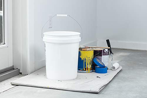 White 5 Gallon Heavy Duty Bucket - BPA-Free Plastic with Handle, 3-Pack
