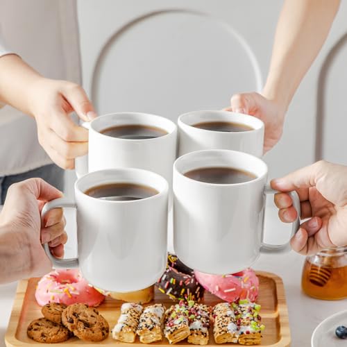Vancasso 16 oz Porcelain Coffee Mug Set - White, Microwave & Dishwasher Safe, Set of 6