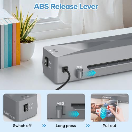 Assark 9-Inch A4 Laminator with 40 Laminating Sheets - Gray