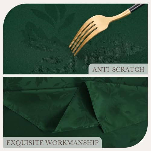 Romanstile Christmas Jacquard Rectangle Tablecloth 60 x 144 Inch Dark Green Flower - Holiday Decor