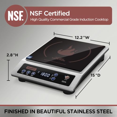 Professional Induction Cooktop 1800W with Large Coil Burner, NSF Certified