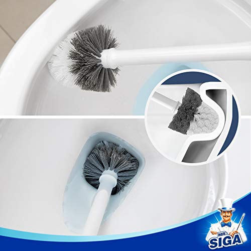 Toilet Bowl Brush and Holder Set - Long Handle, White, 2 Pack