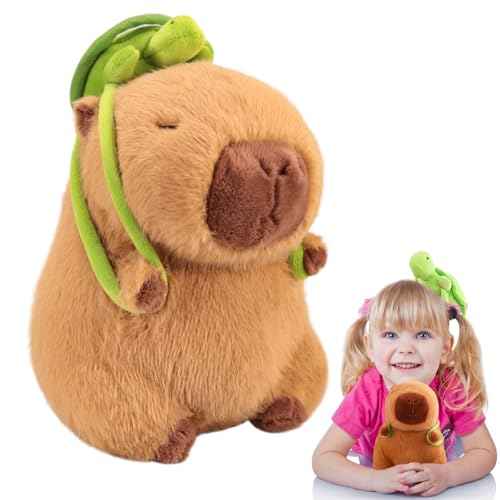 Emoin Capybara Plush Toy with Turtle Bag Pillow 9Inch Cute Capybara Stuffed Animals Soft Brown Capybara Plushie Doll Pillow Decoration Stuffed Capybara Toy Gift for Kids Adults