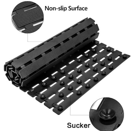 Non Slip Shower Mat 37.4 x 15.7 Inches Black Bath Mat for Tub Safety