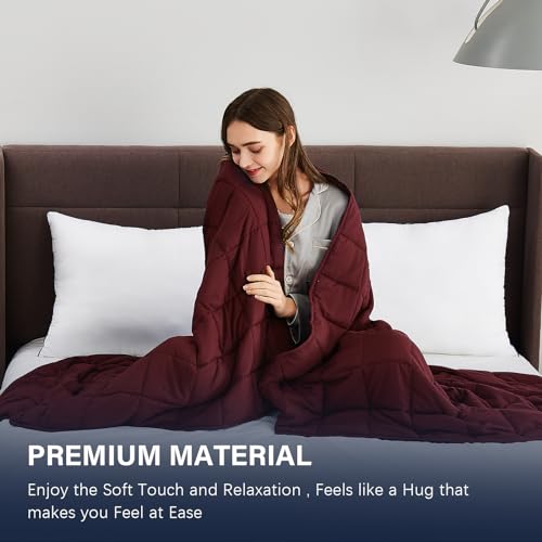 CuteKing Claret Red 12 lbs Twin Full Size Weighted Blanket 48" x 72" All-Season