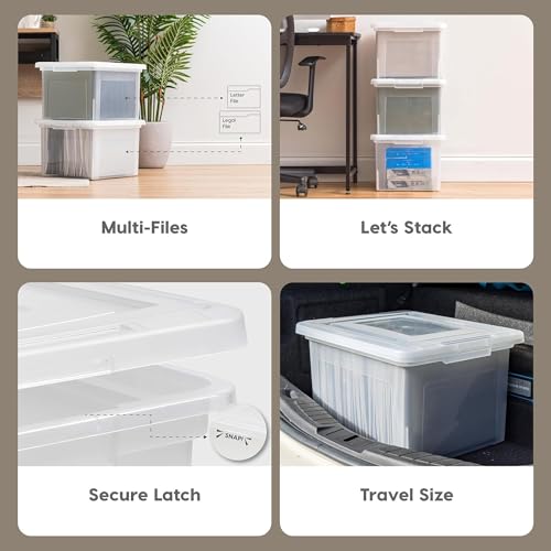 Pearl 35 Qt. Stackable Plastic File Box Organizer with Lids - 8 Pack