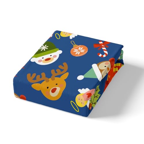 Feelyou Xmas Elk Deer Duvet Cover Set Kids Santa Claus Decorative Bedding Set Cute Penguin Comforter Cover Set for Women Men Room Decor Lightweight Navy Blue Bedspread Cover with 2 Pillow Cases