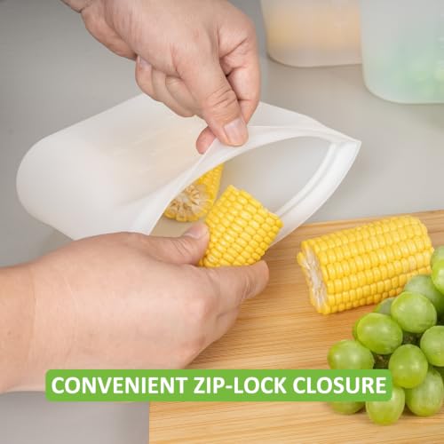 Reusable Silicone Food Storage Bags Set - Translucent 12 Pack (M+S+XS)