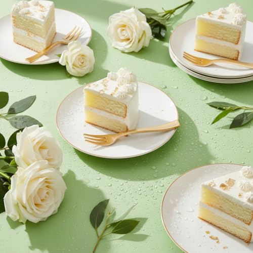 White Gold Festiva 200pcs Small Disposable Dessert Plates with Forks for Weddings & Parties