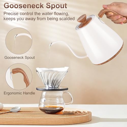 YDDZZM Gooseneck Electric Kettle, Intelligent Temperature Control, Stainless Steel Inner, Quick Heating, for Pour Over Coffee, Brew Tea, Boil Hot Water, 1000W 0.9L Black